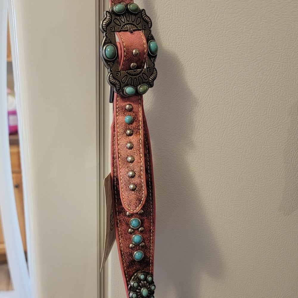 NWT Montana West Concealed Carry Pink Crossbody Turquoise, studs, Frindge - Picture 12 of 16